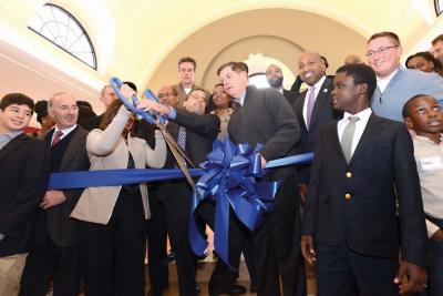 A ‘SPECIAL PLACE’ IN MATTAPAN: Mayor Martin Walsh joined other elected officials and officials from the Boys of Girls Clubs of Boston in dedicating a new facility for teens inside the former Mattapan branch library on Hazleton Street last Saturday.